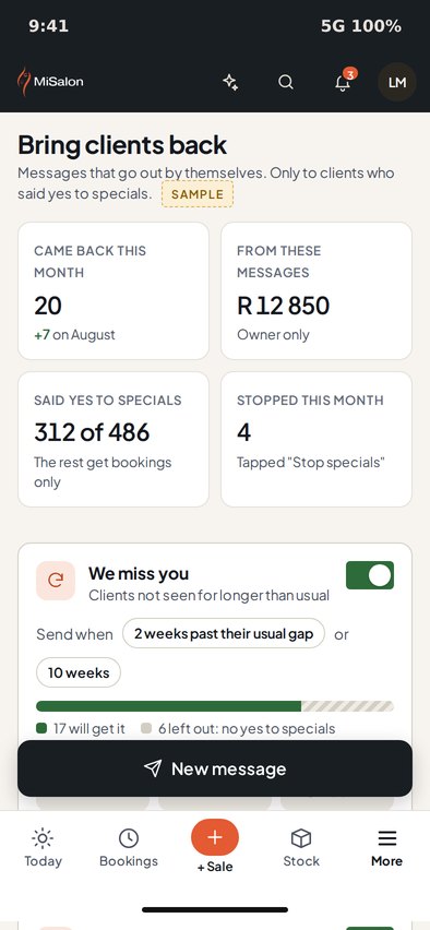 Bring clients back: we miss you and birthday messages, only to clients who said yes